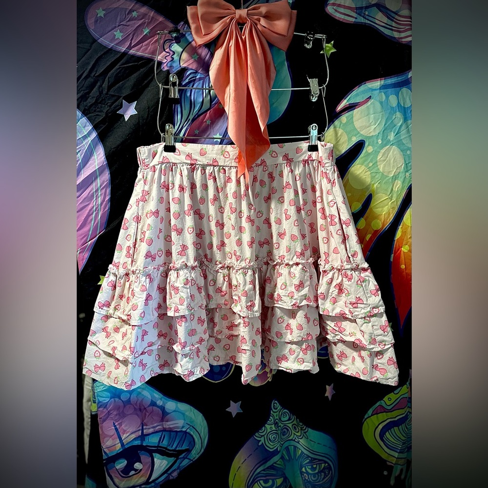 Sweet strawberry and bow patterned skirt